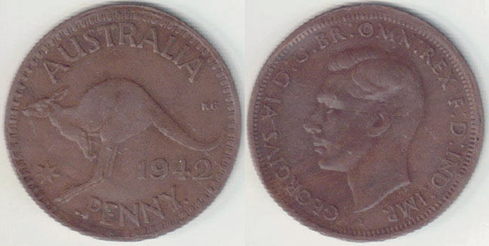 1942 I Australia Penny (off centre) A003439